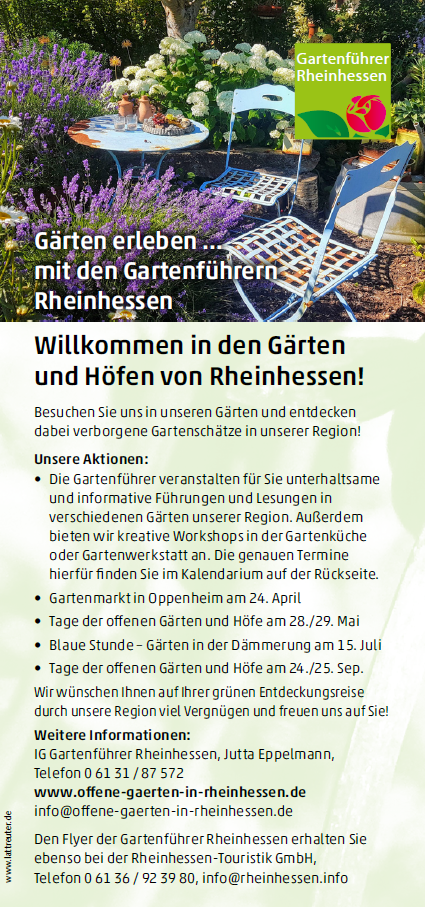 Tage der Offenen Höfe und Gärten Gartenführer Rheinhessen